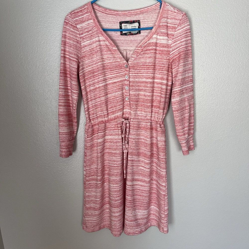 ANTHROPOLOGIE‎ Saturday Sunday Poppy Spacedye Dress XS Red Striped w Drawstring